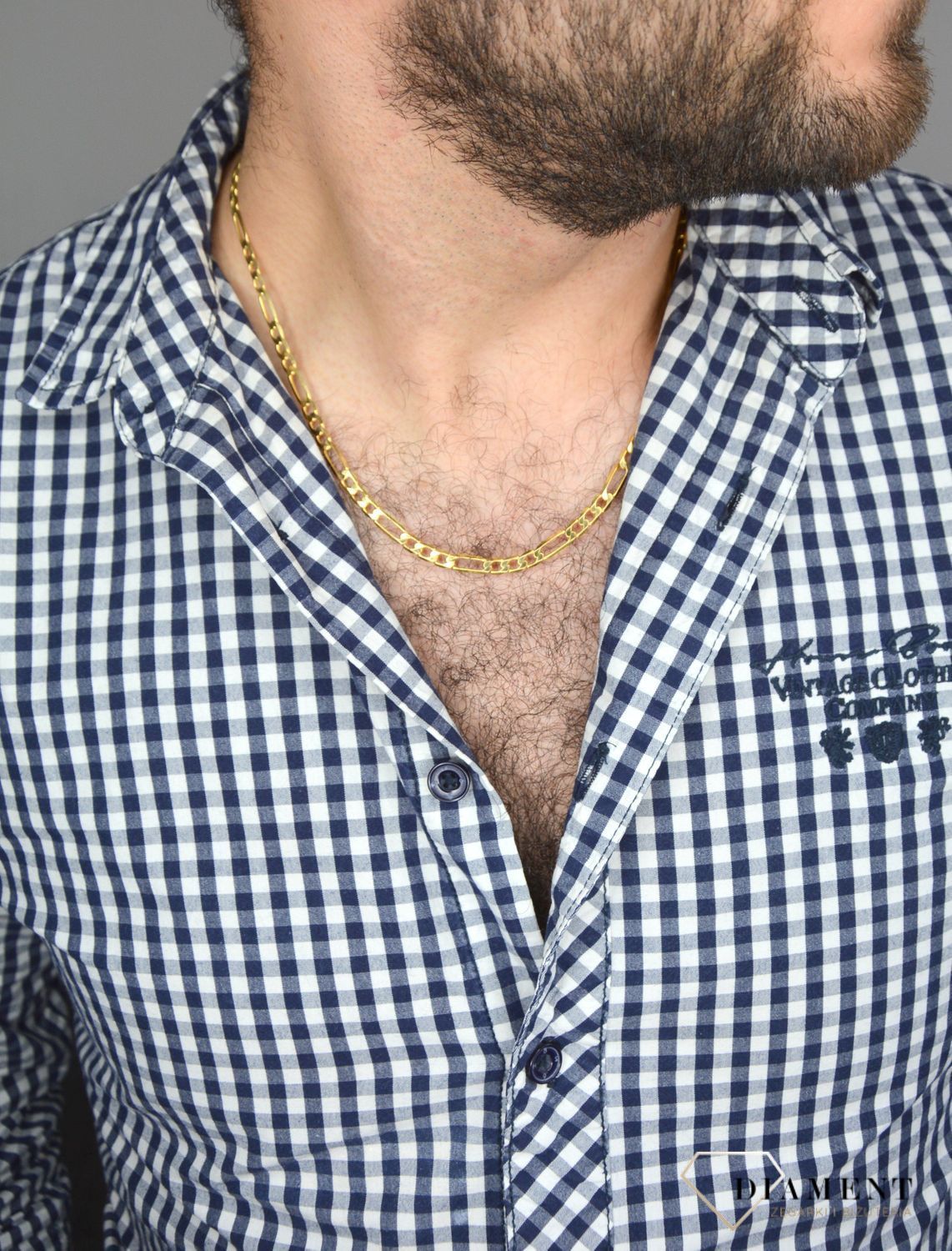 Złoty łańcuszek 585 Figaro 5 mm DIA-LAN-1134-585 5mm ✅ Złoty łańcuszek o splocie figaro wykonany z najwyższej jakości żółtego złota próby 585.jpg